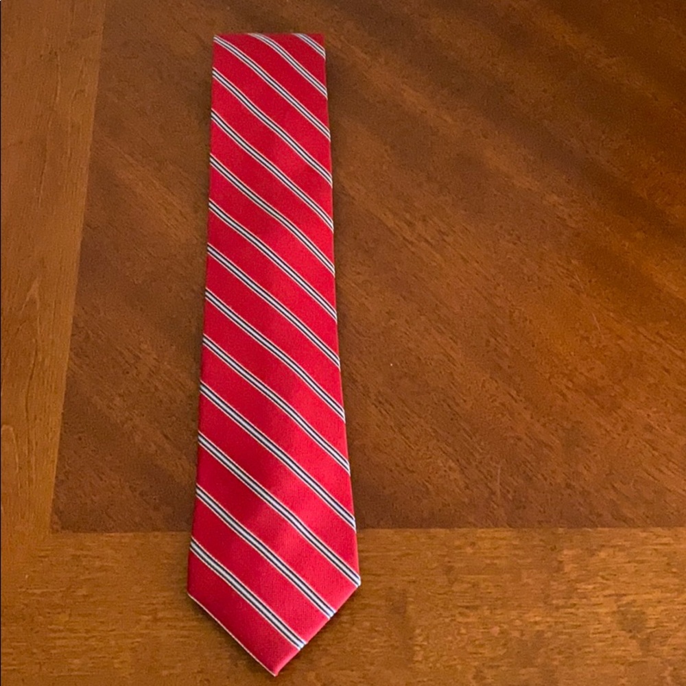 Nautica mens neck tie red with white blue stripes